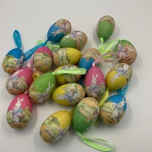 18pc Peter Rabbit Papier Mache Easter Egg Ornaments Beatrix Potter Style